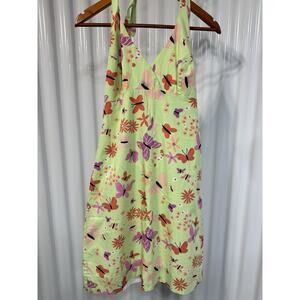 Lilly Pulitzer Lime Green Butterfly Print Midi Dress